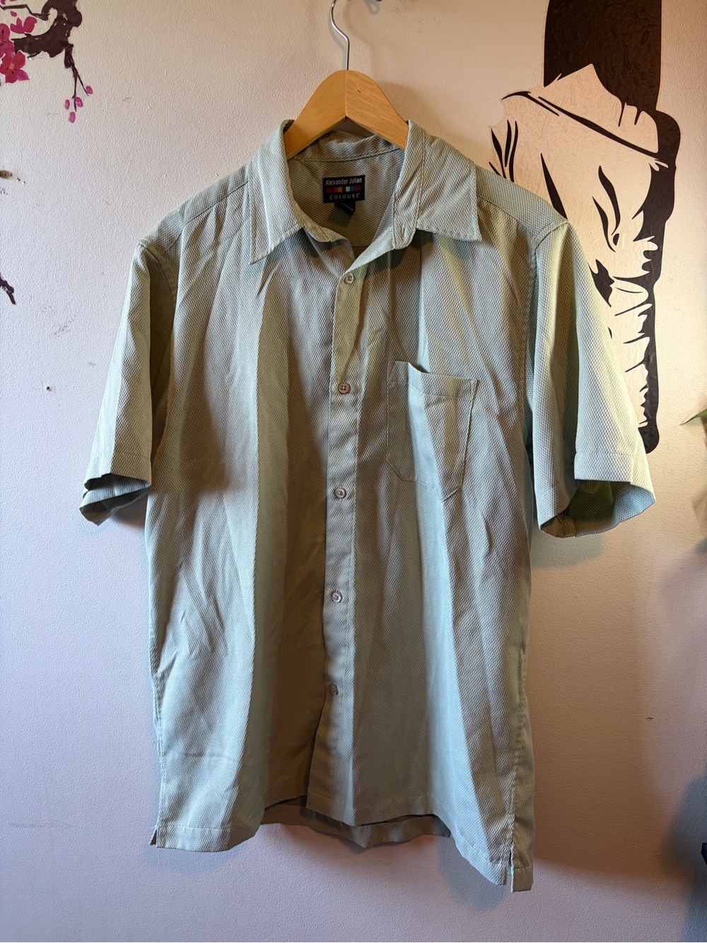 Alexander Julian Light Green Short-Sleeve Button-Down Shirt